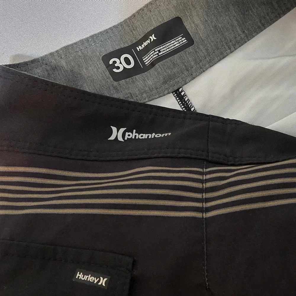 Hurley Board Shorts Mens 30 Black Sunset Phantom Striped Swim Trunks